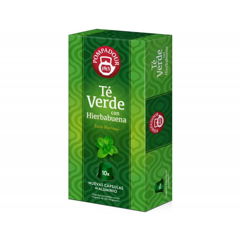Té Verde con Hierbabuena Pompadour 10 cápsulas compatibles Nespresso®