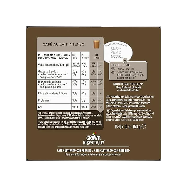 Café con Leche Intenso 16 cápsulas | Dolce Gusto Nescafé