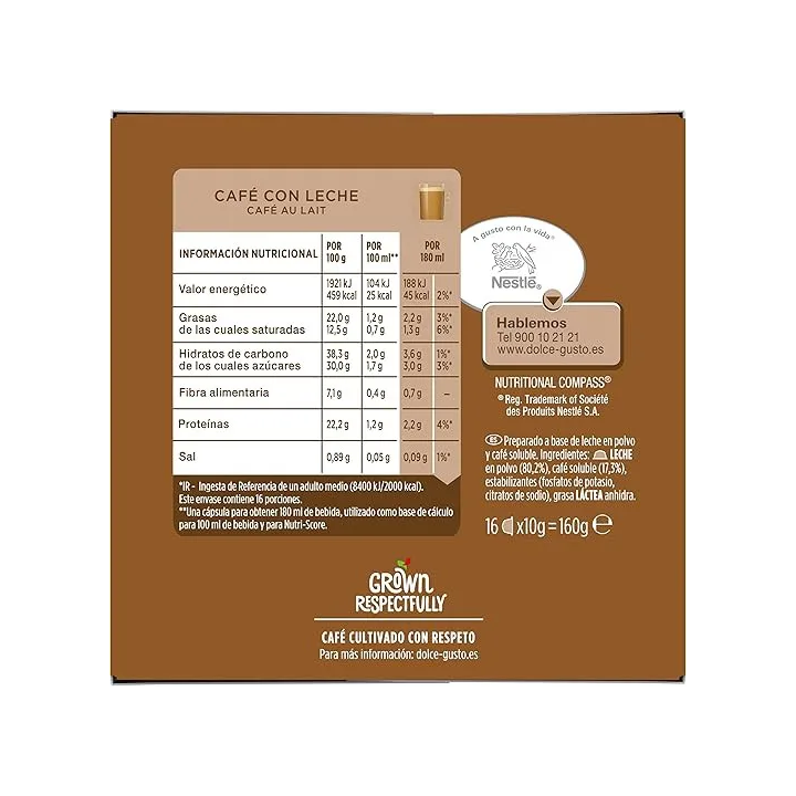 Café con Leche 16 cápsulas | Dolce Gusto Nescafé