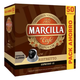 MARCILLA Café Espresso Ristretto pack ahorro 50 cápsulas compatibles Nespresso