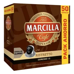 MARCILLA Café Espresso Ristretto pack ahorro 50 cápsulas compatibles Nespresso