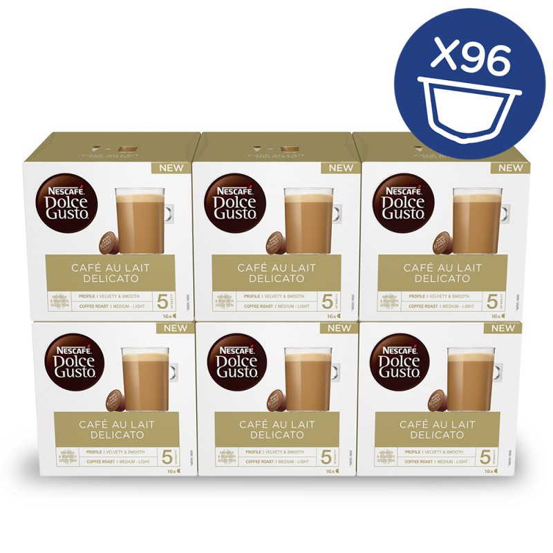 Dolce Gusto Café con Leche Delicato 6x16, 96 cápsulas