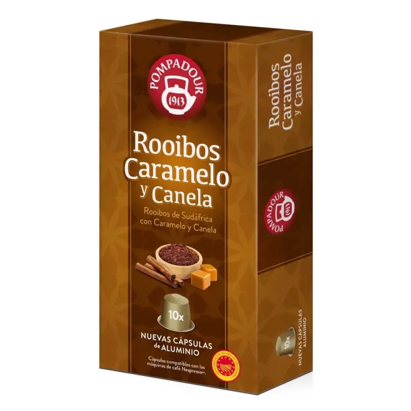 Rooibos Caramelo y Canela Pompadour 10 cápsulas compatibles Nespresso®