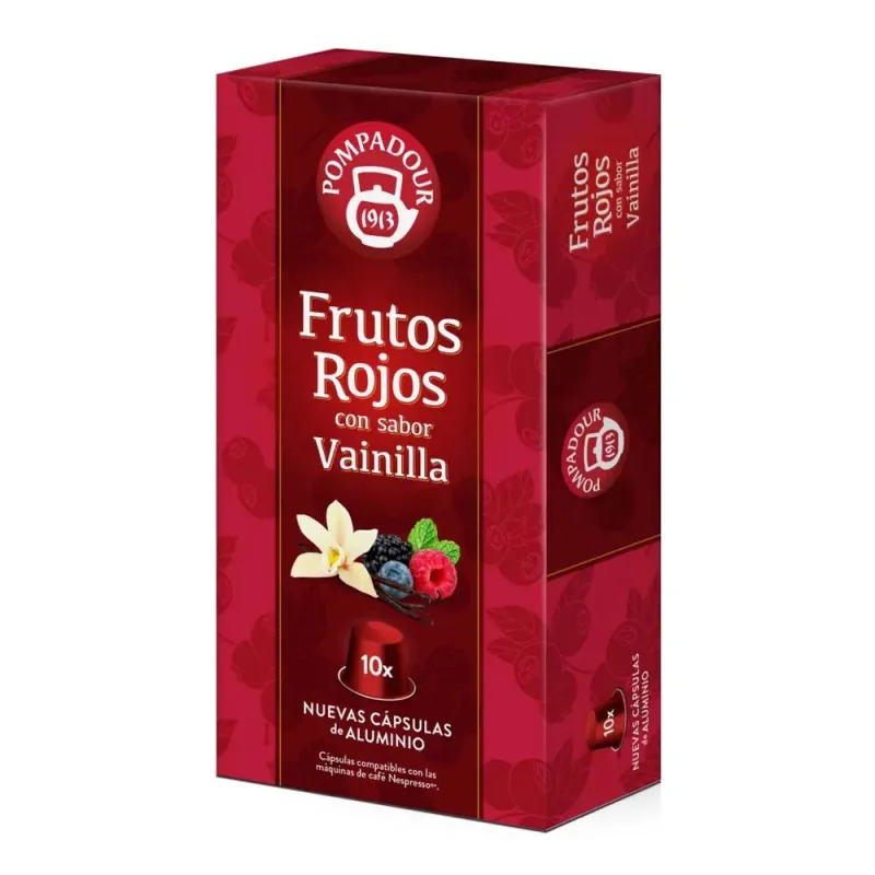 Frutos Rojos con sabor Vainilla Pompadour 10 cápsulas compatibles Nespresso® Frutos Rojos con sabor Vainilla Pompadour 10 cápsulas compatibles Nespresso®