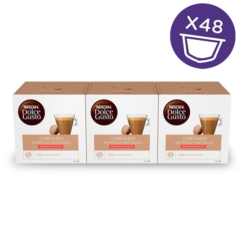 Dolce Gusto Cortado Descafeinado 3x16, 48 cápsulas