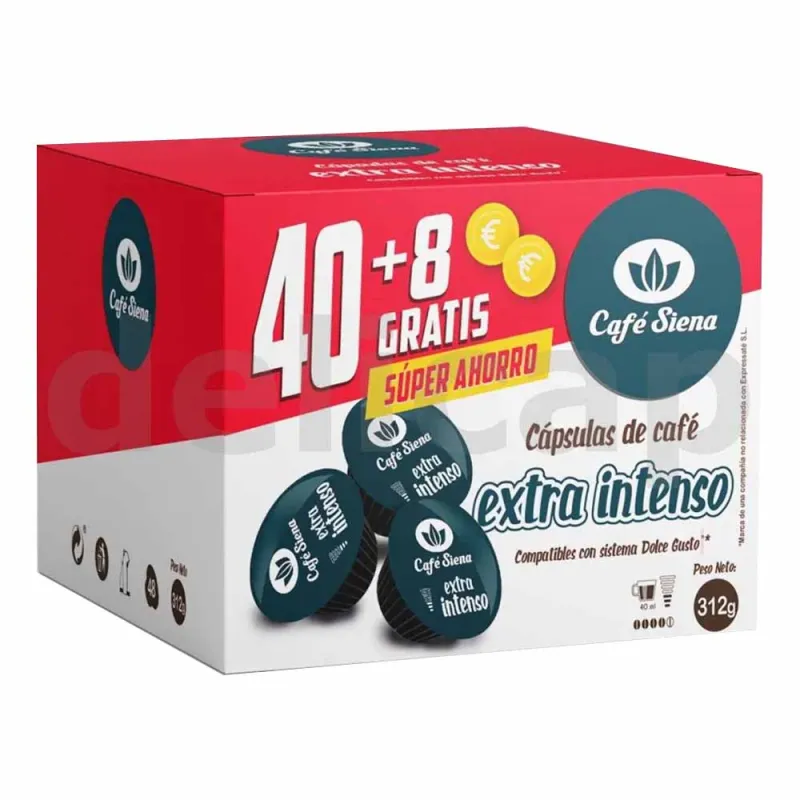 Café Siena Extra Intenso 40+8 cápsulas Compatibles Dolce Gusto® Café Siena Extra Intenso 40+8 cápsulas Compatibles Dolce Gusto®