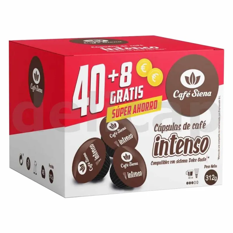 Café Siena Intenso 40+8 cápsulas Compatibles Dolce Gusto® Café Siena Intenso 40+8 cápsulas Compatibles Dolce Gusto®