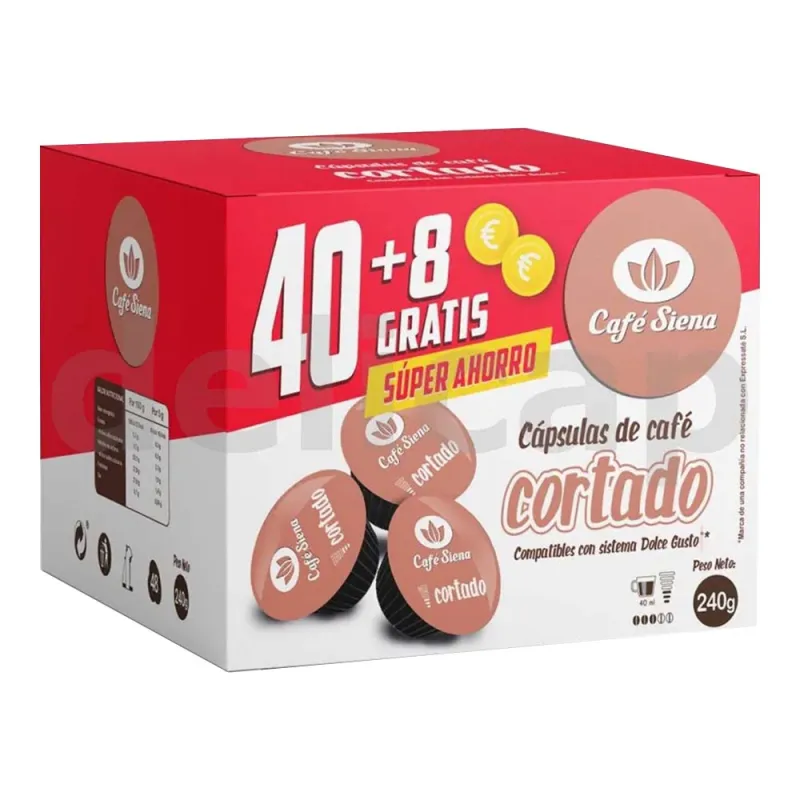 Café Siena Cortado 40+8 cápsulas Compatibles Dolce Gusto®