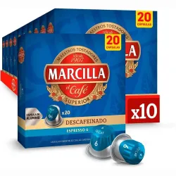 Café Descafeinado 200 cápsulas | Marcilla Nespresso