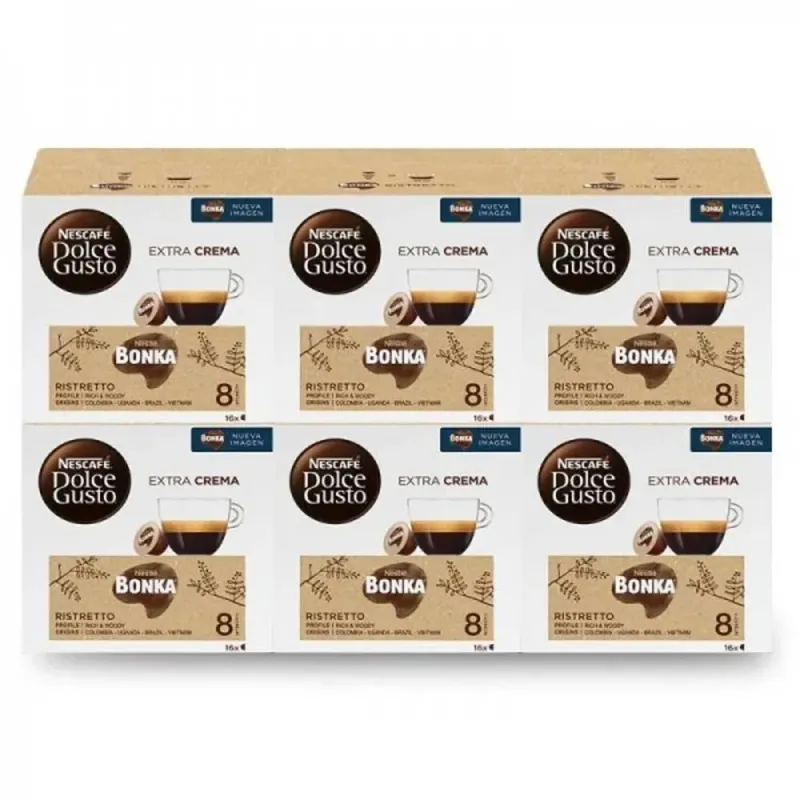 Café Risretto Bonka 6 cajas, 96 cápsulas | Dolce Gusto Nescafé