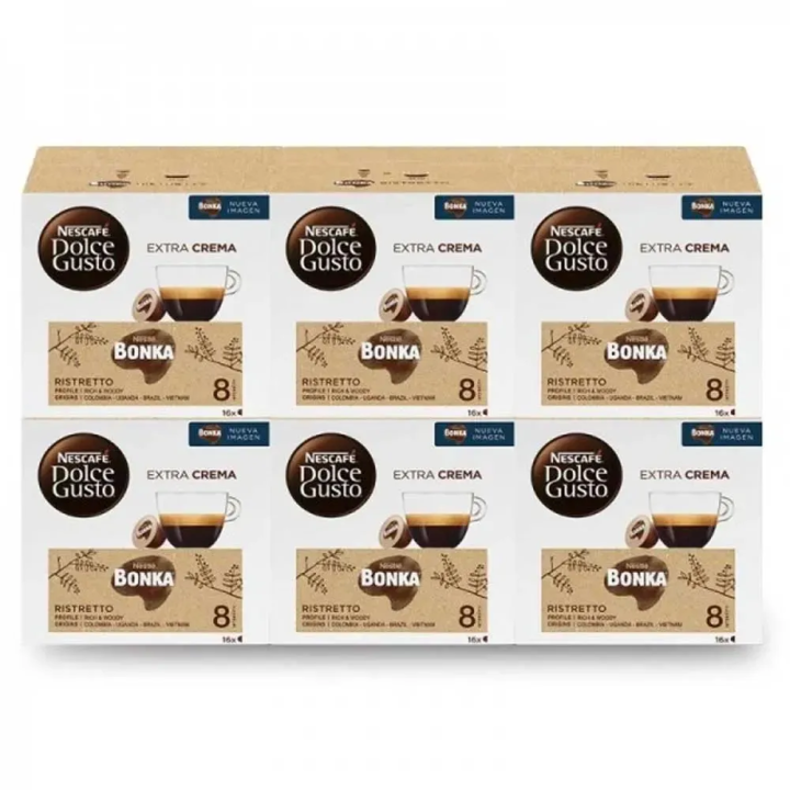 Café Risretto Bonka 6 cajas, 96 cápsulas | Dolce Gusto Nescafé