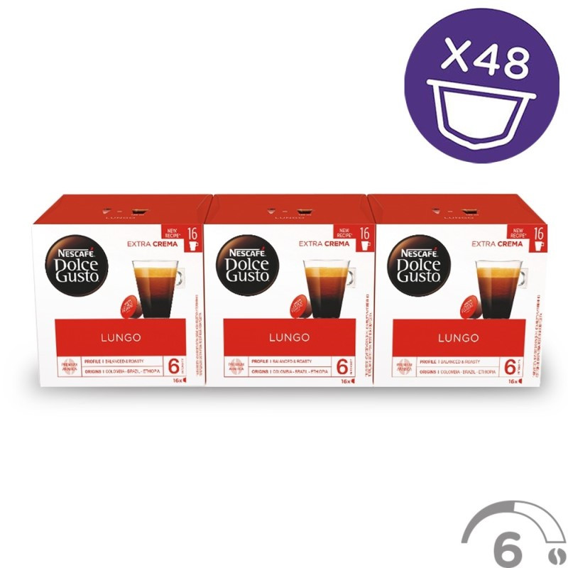 Dolce Gusto Lungo 3x16, 48 cápsulas