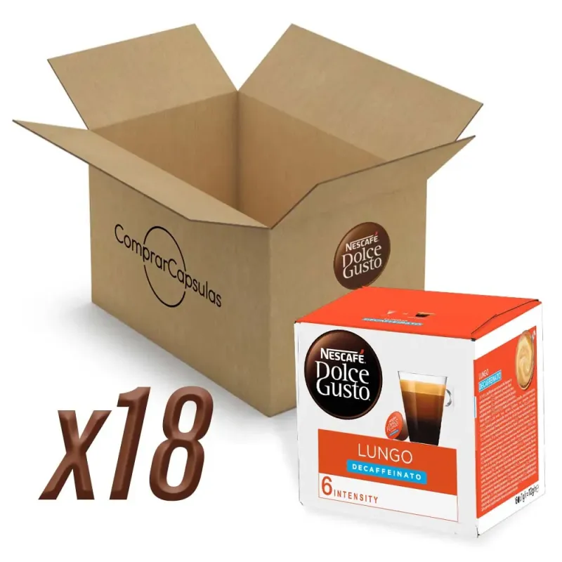 Café Lungo Desacafeinado 18 cajas, 288 cápsulas | Dolce Gusto Nescafé