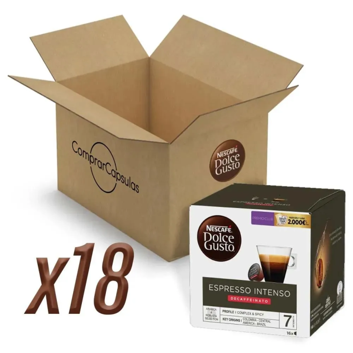 Café Espresso Intenso Descafeinado 18 cajas, 288 cápsulas | Dolce Gusto Nescafé