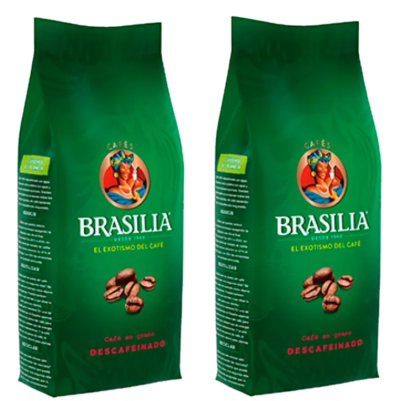 NUEVO Café en grano Descafeinado 2x500g Brasilia Medalla de Oro