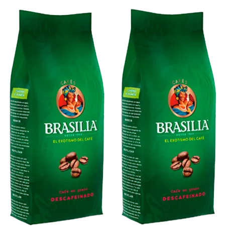 NUEVO Café en grano Descafeinado 2x500g Brasilia Medalla de Oro