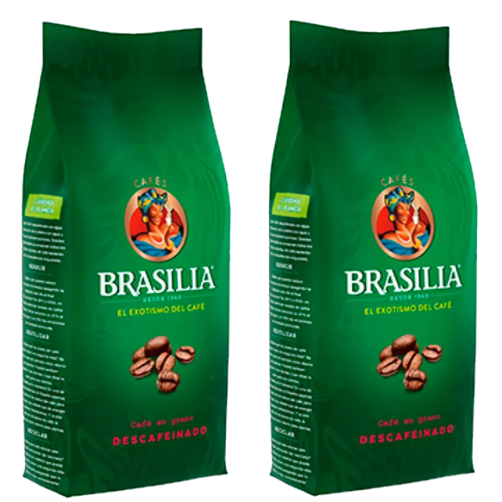 NUEVO Café en grano Descafeinado 2x500g Brasilia Medalla de Oro