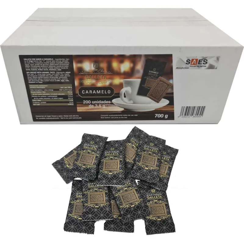 Galletas Caramelo 200 unidades de 3.5 gramos en envase individual
