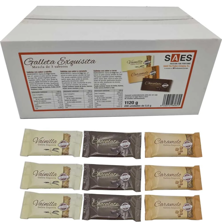 Galletasexquisita mezcla de 3 sabores 200 unidades de 5,6 gr