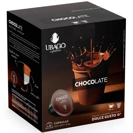 Chocolate  Dolce Gusto 16 cápsulas compatibles marca Ubago