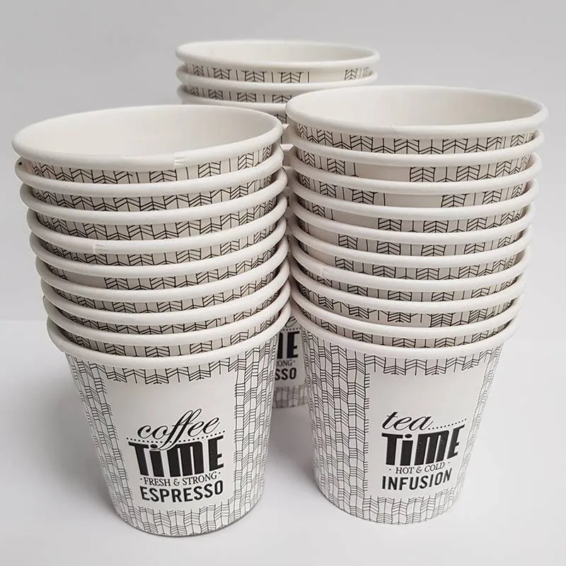 50 Vasos de papel de un solo uso - 100cc 4 onzas | Coffee Time