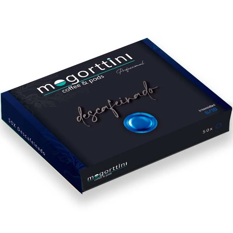 Descafeinado Mogorttini, caja 50 cápsulas. Compatibles con Nespresso Profesional.