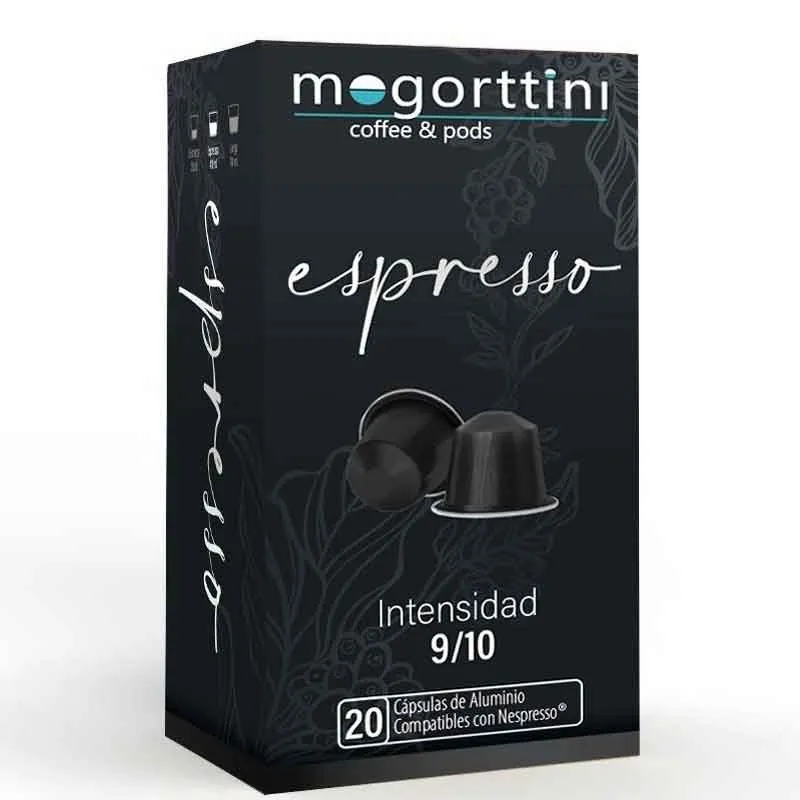 Espresso Mogorttini, caja 20 cápsulas. Compatibles con Nespresso.