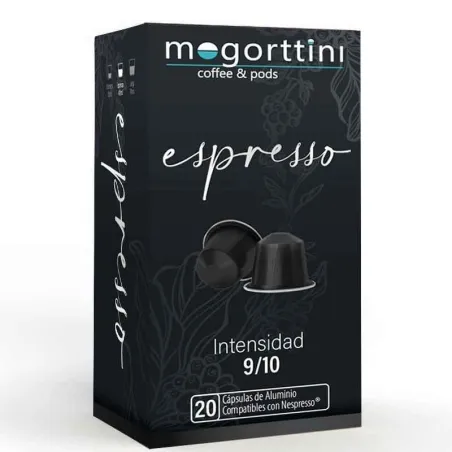 Espresso Mogorttini, caja 20 cápsulas. Compatibles con Nespresso.