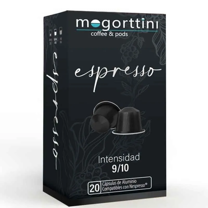Espresso Mogorttini, caja 20 cápsulas. Compatibles con Nespresso.