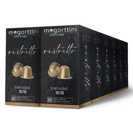 Ristretto 12 cajas Mogorttini. 240 Cápsulas de aluminio compatibles con Nespresso