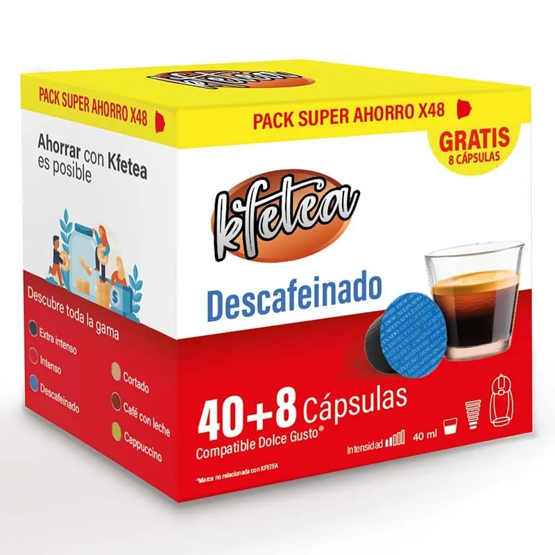 Descafeinado Kfetea compatible Dolce Gusto 48 cápsulas, Formato Super Ahorro 8436583660201