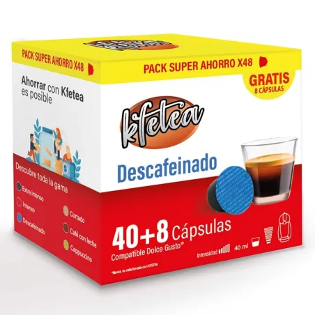 Descafeinado Kfetea compatible Dolce Gusto 48 cápsulas, Formato Super Ahorro 8436583660201