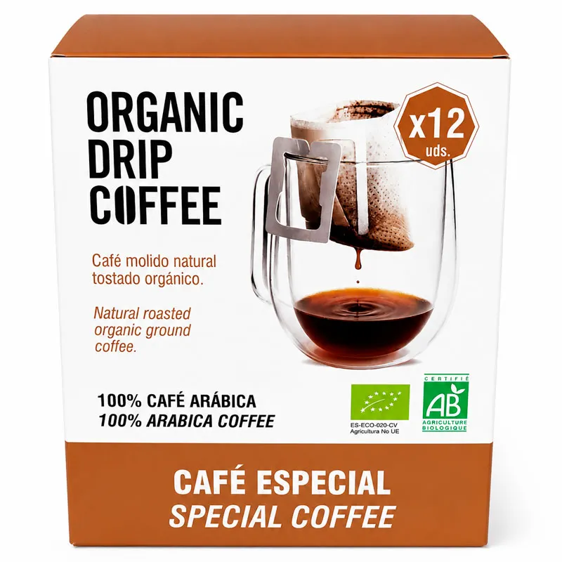 Organic Drip Coffee Ubago café ecológico 100% arábica 12 servicios individuales