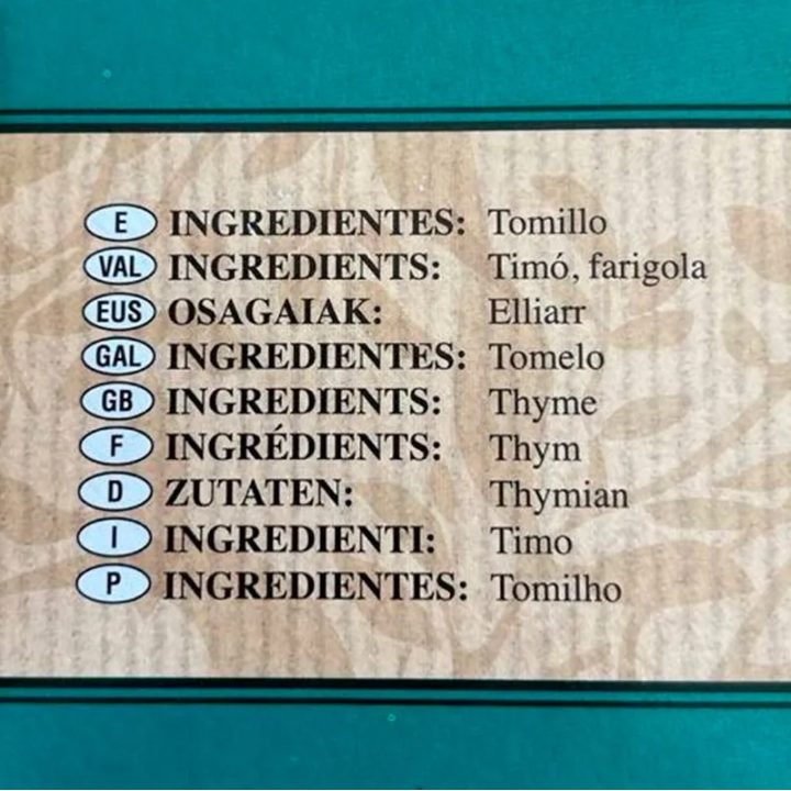 VALOR NUTRICIONAL TIMONET INFUSIONES