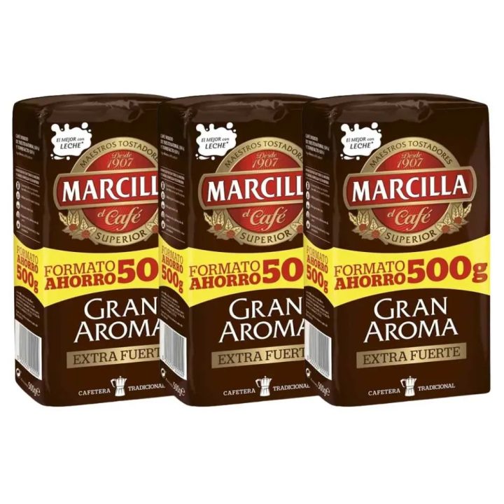 Pack de 3 Marcilla molido Gran Aroma Extra Fuerte, Formato Ahorro 500 gramos