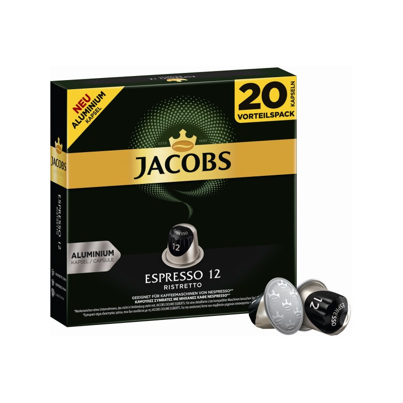 Jacobs Espresso Ristretto 20 cápsulas aluminio compatibles Nespresso®