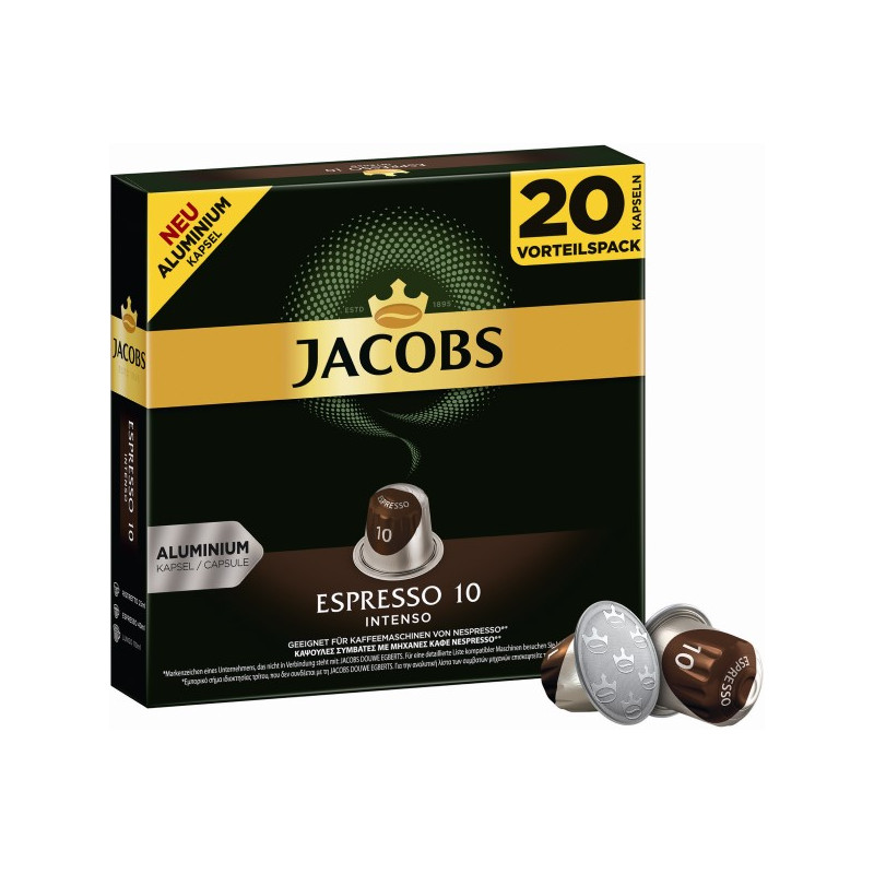 Jacobs Espresso Intenso 20 cápsulas aluminio compatibles Nespresso®