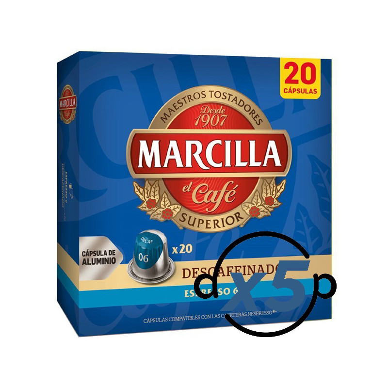 Marcilla Descafeinado 100 Cápsulas Compatibles Nespresso®