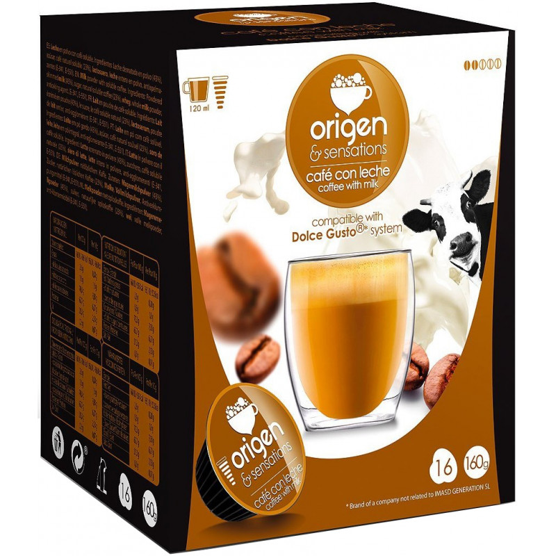 Origen & Sensations Café con Leche 16 Cápsulas Compatibles Dolce Gusto®