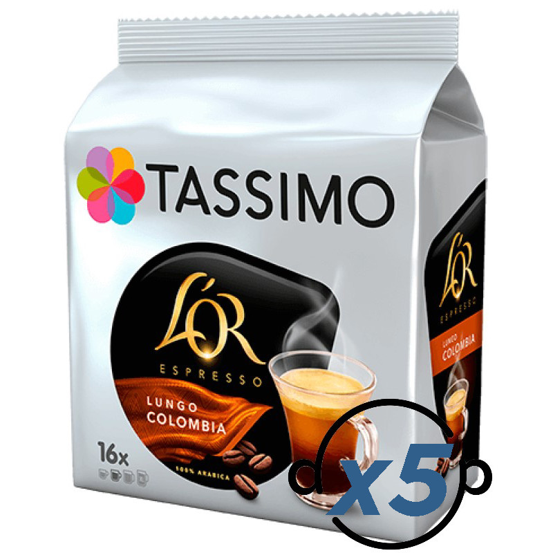 Tassimo L'OR Lungo Colombia 5 unidades - 80 cápsulas