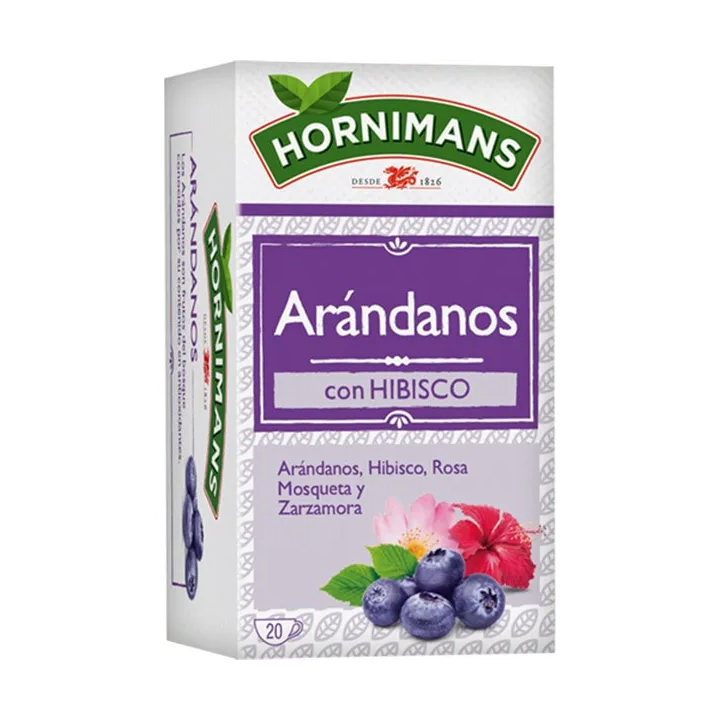 Hornimans Infusión de arándanos, hibisco, rosa mosqueta y zarzamora estuche 20 bolsitas