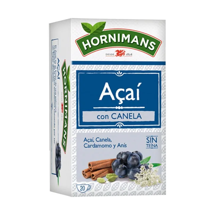 Hornimans Infusión de Açai, canela, cardamomo y anís sin teína estuche 20 bolsitas